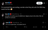 Twitch streamer Kalei's X posts, in response to G FUEL's recent announcement